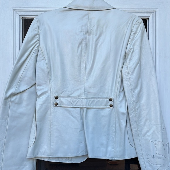MACKAGE CANADA LADIES WHITE LEATHER JACKET-M-VINTAGE-80’s vibe - Picture 9 of 11
